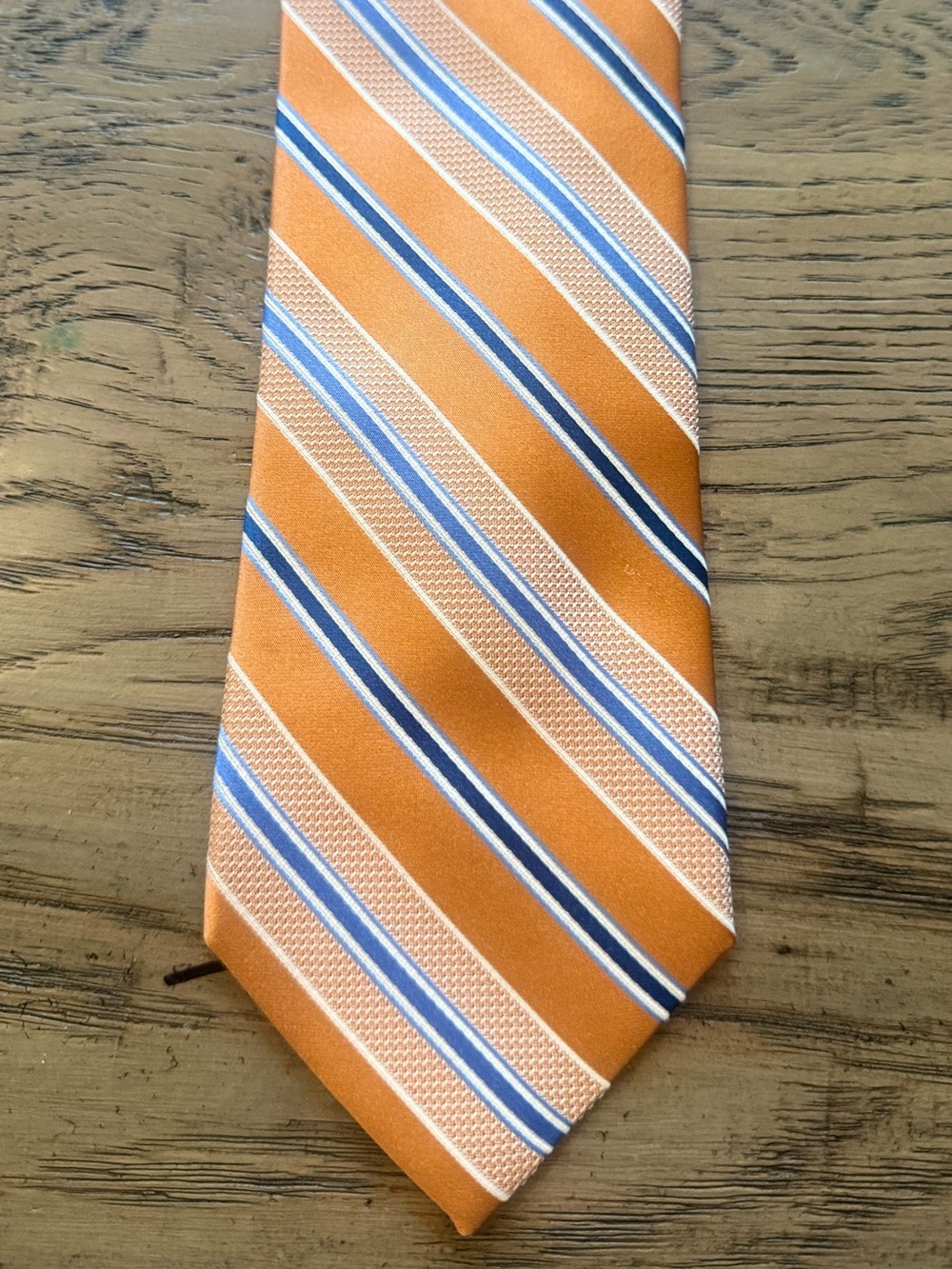 Countess Mara Orange Striped Men's Tie with Blue Accents
